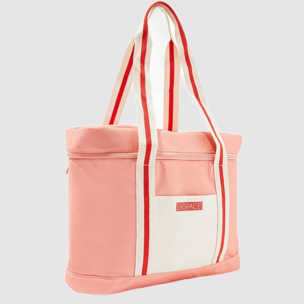 L*space Pink and White Cooler Bag
